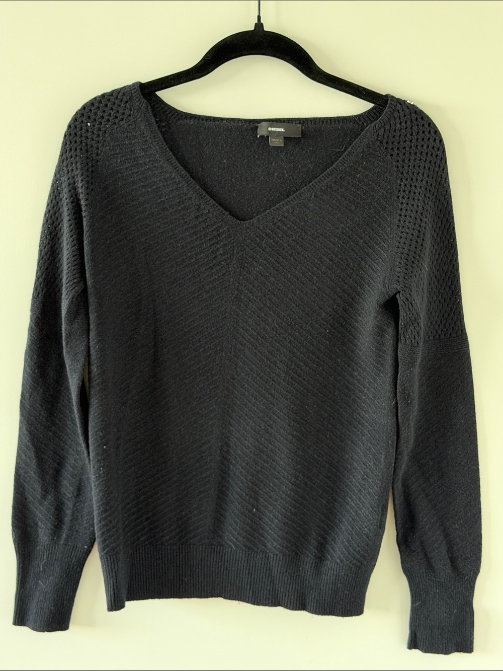 Diesel Black V-Neck Knit Pullover for Women